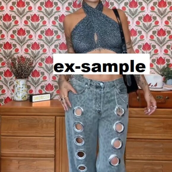 22W Plus Women's Denim Shorts w/ Cut Outs by Just my Size One of a Kind Custom - Picture 5 of 6